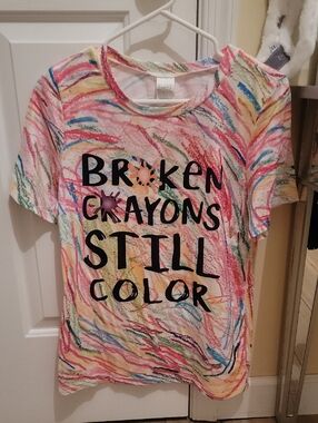 Unbranded Mental Health Top. Material Is Anti Sweat. Size Small. New! Multi Colo